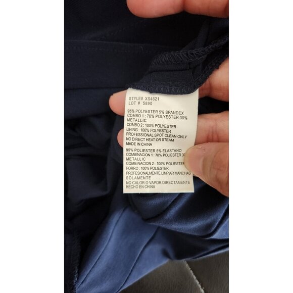 Xscape Navy Blue Knee Length Metallic Back Cocktail Party Dress Size 6 - Picture 7 of 9